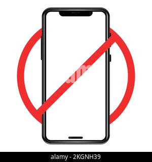 No phone sign icon, vector illustration. Flat design style, No phone sign on white background Stock Vector
