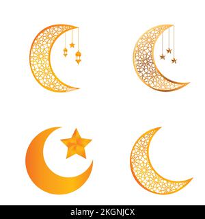 Ramadan mubarak background. Ramadan mubarak greeting card design with half moon vector illustration. Half moon vector illustration. Half moon illustra Stock Vector