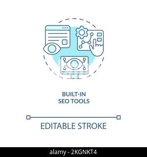 Built-in SEO tools turquoise concept icon Stock Vector