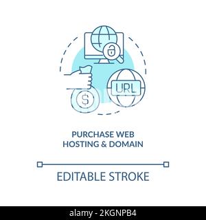 Purchase web hosting and domain turquoise concept icon Stock Vector