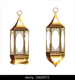 Ramadan lanterns illustration with white background, Islamic Ramadan lanterns design, Ramadan lanterns vector design Stock Vector