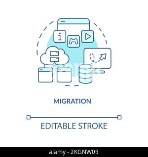 Migration turquoise concept icon Stock Vector