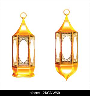 Ramadan lanterns illustration with white background, Islamic Ramadan lanterns design, Ramadan lanterns vector design Stock Vector