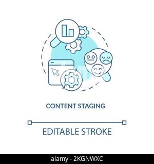 Content staging turquoise concept icon Stock Vector
