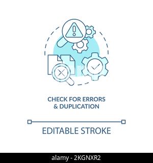 Check for errors and duplication turquoise concept icon Stock Vector