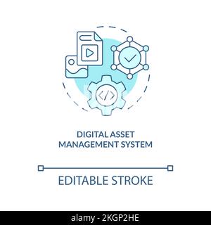 Digital asset management system turquoise concept icon Stock Vector