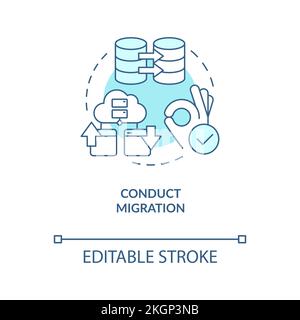 Conduct migration turquoise concept icon Stock Vector