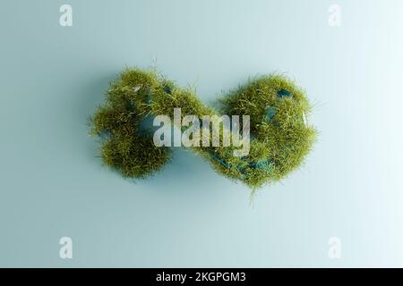 Three dimensional render of infinity symbol made of grass Stock Photo