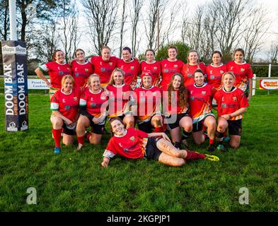 Camborne ladies Rugby team pose for a team/group photo in Camborne ...