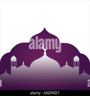 Mosque Minaret vector illustration, Silhouette, Islamic Ramadan Vector Background Flat Stock Vector