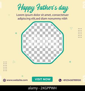 Happy Fathers day Social media post design, off white colour father's day social media post banner with image placeholder Stock Vector
