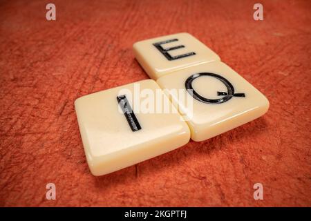 IQ and EQ crossword, intelligence quotient and emotional intelligence concept Stock Photo