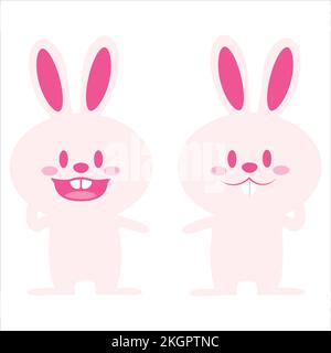 Cute Easter Bunnies Template, Happy Easter Bunnies Cute Illustration, Easter Bunnies Happy Easter Vector Design, Illustration of Happy Easter Bunnies Stock Vector