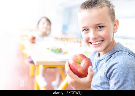 Happy School Children Holding Food Tray in Canteen Stock Photo - Image of  education, child: 142597954