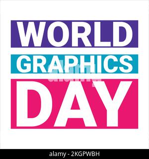 World Graphics Day Text effect with multi-colour shade in a white background, Graphics day special vector text effect. Stock Vector