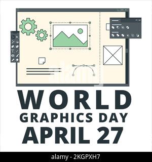 Creative Design for World Graphics Day text With Colourful shade for a card or poster, Beautiful Computer Vector, Standard illustration on a special d Stock Vector