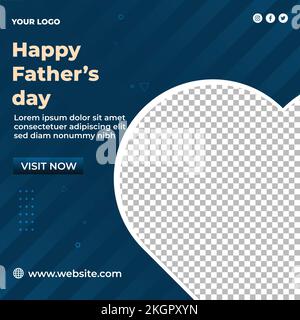 Happy Fathers day Social media post design, off white colour father's day social media post banner with image placeholder Stock Vector