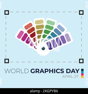 World Graphics Day April 27 text effect with multi-colour shade for a card, poster design. Multi-colour design, Digital illustration for the special d Stock Vector