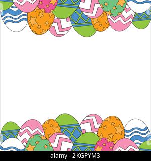 Happy Easter Eggs in a white background, Beautiful Multi-colour Easter Eggs, Happy Easter Day, Multi-colour Eggs. Stock Vector