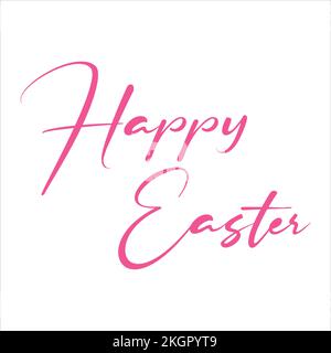 Cute Happy Easter Illustration, Happy Easter Vector Font, Illustration of Happy Easter With Intricate Calligraphy, Pink Shade Happy Easter Design, New Stock Vector