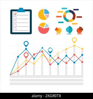 Infographic element design, Three line charts, Diagram, graph, template, Creative concept for infographics, presentation, project, Illustration elemen Stock Vector