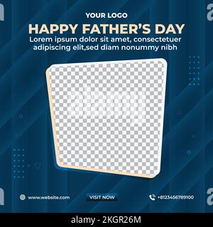 Happy Fathers day Social media post design, off white colour father's day social media post banner with image placeholder Stock Vector
