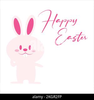 Happy Easter Template, Easter Bunny Illustration, Happy Easter Pink Font Design, Easter Bunny Happy Easter Vector Background, Illustration of Happy Ea Stock Vector
