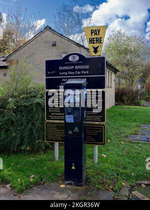 With apologies for being out of order, parking ticket machine at the car park in Dunsop Bridge. Lancashire Stock Photo