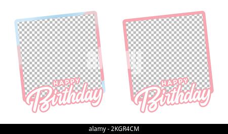 Happy Birthday Multicolor Photo frames, Happiness, Happy Birthday Pink Text Effect, Birthday Png Vector Illustration on White Background, Party Photo Stock Vector