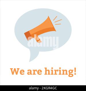 We Are Hiring Text Effect, Mic on Hand, We are Hiring Vector Design, Hiring Illustration, Yellow Shade, Hiring Announcement Design on White Background Stock Vector