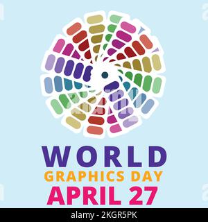 Creative illustration for World Graphics Day with Multi-colour Text effect in a White background, World Graphics Day special vector design for a poste Stock Vector