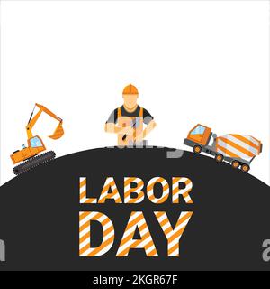 Construction Elements, Labor Day Vector on White Background, Hard Work, Construction Works, International Labor Day, Labor Day Special,  May 1st, 1st Stock Vector