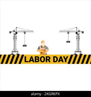 Labor Day, International Labor day, Construction Elements, Crane Vector, Hard Work, Worker Day, May Day, May 1st, 1st May, Construction Works, Special Stock Vector