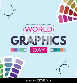 World Graphics Day Text effect with Multi-colour shade, Standard vector design for Graphics Day with colourful elements in a white background. Stock Vector