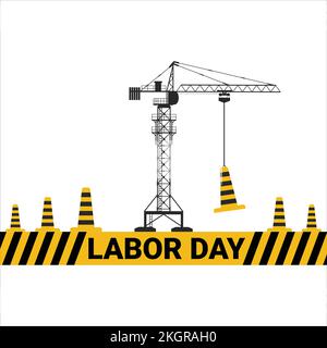 Construction Elements, Crane Vector, Labor Day Vector on White Background, Hard Work, Construction Works, International Labor Day, Labor Day Special, Stock Vector