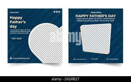 Happy Fathers day Social media post design, off white colour father's day social media post banner with image placeholder Stock Vector