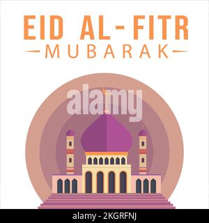 Eid Al-Fitr Mubarak golden text effect, Eid Mubarak celebration, Holy festival of muslim, muslim mosque, Multicolor shade, purple, golden text effect, Stock Vector