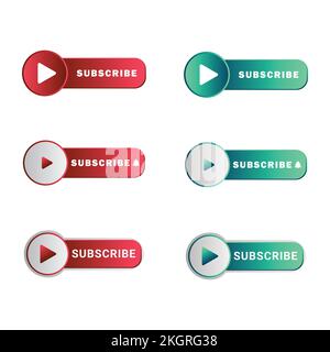 Red and green Subscribe Button in Flat Style Vector Illustration, stylish metallic subscribe button with red and green color background vector illustr Stock Vector