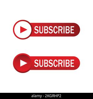 Youtube button inside round shape, red subscribe button and text effect on a white background, Vector illustration for Business concept subscribe pict Stock Vector