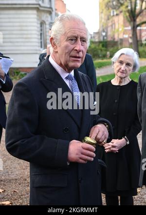 King Charles III, Royal Bencher at the Honourable Society of Gray's Inn, during a visit to the society in central London, to hear more about their work to support, educate, and develop both aspiring and practising barrister members. Picture date: Wednesday November 23, 2022. Stock Photo