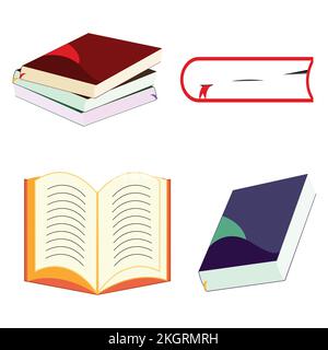 School or college equipment for students multicolor books vector illustration, Books, Equipment, elements, school, university, college, students. Stock Vector