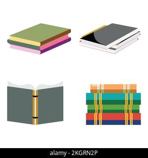 Multicolor Books illustration design elements, Books Vector illustration, Multicolor books, Elements, office, school, student, teacher, education, uni Stock Vector