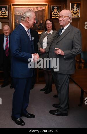 King Charles III, Royal Bencher at the Honourable Society of Gray's Inn, during a visit to the society in central London, to hear more about their work to support, educate, and develop both aspiring and practising barrister members. Picture date: Wednesday November 23, 2022. Stock Photo