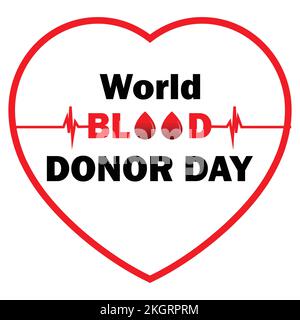 World Blood Donor Day vector illustration with black and red text effect inside red love shape, red love shape, text effect, red, black, blood. Stock Vector