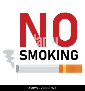 No smoking vector template design with black and red text effect and cigarette on a white background. no smoking sign vector illustration. Stock Vector