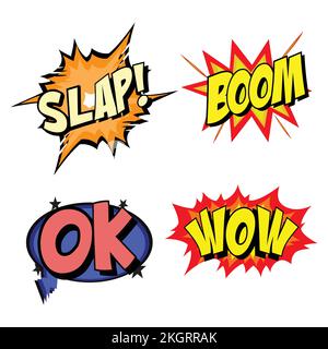 Cool Comic burst vector illustration design with red, blue and yellow color text effect and shade, text effect of comic burst with stylish design. Stock Vector