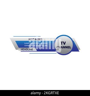 Stylish TV Channel news headline with metallic white and blue color shade, News headline with text design on multicolor metallic shade, Lower third he Stock Vector