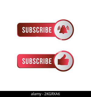 Red and white Subscribe Button in Flat Style Vector Illustration, Stylish Metallic subscribe button with red and white color background vector illustr Stock Vector