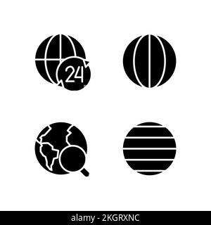 Geography black glyph icons set on white space Stock Vector