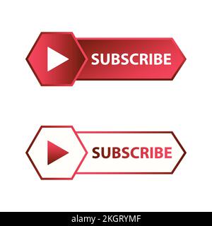 Red Subscribe Button in Flat Style Vector Illustration, Metallic ...